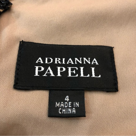 Adrianna Papell Layered Lacey Midi Cocktail Dress. 1/2 Zip Nude/Black Size 4. - Picture 4 of 15